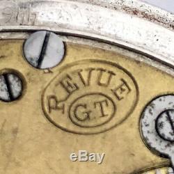 Rare Big Swiss ANTIQUE Wristwatch REVUE Silver case
