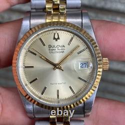 Rare Bulova President Calender Date Two Tone Automatic Vintage Swiss Men Watch