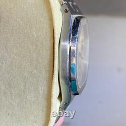 Rare Bulova Royal Oak Quartz Silver Dial Date Swiss Made Watch Vintage Men