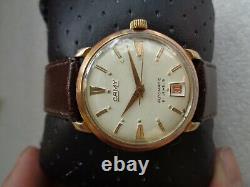 Rare Collectible Vintage Swiss Gold Plated Camy Date@6 Automatic Wristwatch