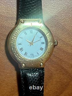 Rare Courreges Swiss Made Gold Watch Vintage Piece Lizard Skin