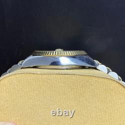 Rare Cyma 1882 Automatic Gold Dial Diamond TwoTone Date Swiss Vintage Watch Boys