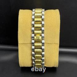 Rare Cyma 1882 Automatic Gold Dial Diamond TwoTone Date Swiss Vintage Watch Boys