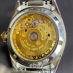 Rare Cyma 1882 Automatic Gold Dial Diamond TwoTone Date Swiss Vintage Watch Boys