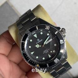 Rare Cyma Diver 8061544 Black Dial Quartz Swiss Made Vintage Men Watch Sport