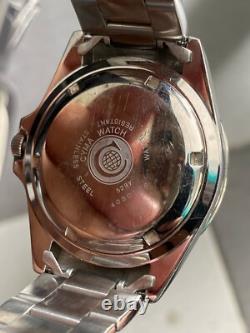 Rare Cyma Diver Quartz 8061544 Black Dial Day Date Swiss Made Vintage Men Watch