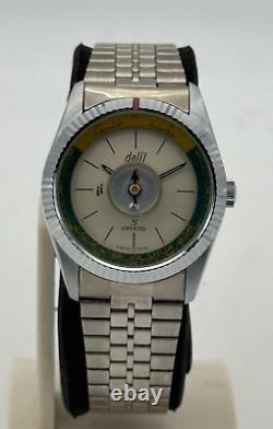 Rare Dalil Crystal Muslim Compass Manual Winding Swiss Made Vintage Watch 35MM
