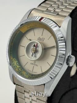 Rare Dalil Crystal Muslim Compass Manual Winding Swiss Made Vintage Watch 35MM