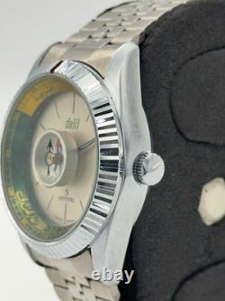 Rare Dalil Crystal Muslim Compass Manual Winding Swiss Made Vintage Watch 35MM