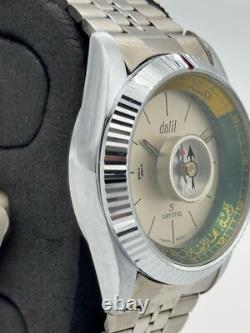 Rare Dalil Crystal Muslim Compass Manual Winding Swiss Made Vintage Watch 35MM