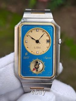 Rare Dalil Supra Islamic Compass automatic Blue Swiss Made Tank Vintage Watch