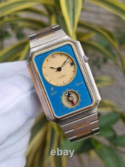 Rare Dalil Supra Islamic Compass automatic Blue Swiss Made Tank Vintage Watch