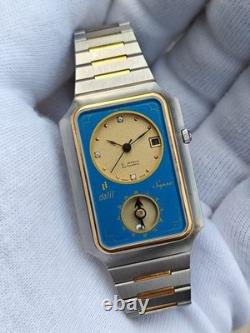 Rare Dalil Supra Islamic Compass automatic Blue Swiss Made Tank Vintage Watch