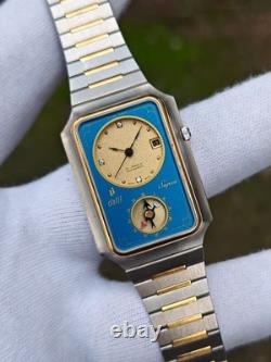 Rare Dalil Supra Islamic Compass automatic Blue Swiss Made Tank Vintage Watch