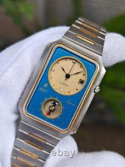 Rare Dalil Supra Islamic Compass automatic Blue Swiss Made Tank Vintage Watch