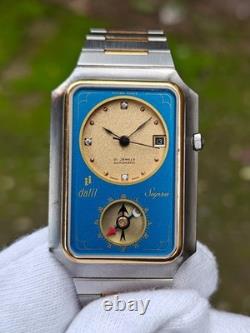 Rare Dalil Supra Islamic Compass automatic Blue Swiss Made Tank Vintage Watch