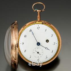 Rare Double Porcelain Dial Antique 14k Rose Gold Swiss Calendar Pocket Watch