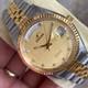 Rare Enicar Automatic President Gold Dial Diamond Two Tone Swiss Vintage Watch