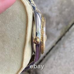 Rare Enicar Automatic President Gold Dial Diamond Two Tone Swiss Vintage Watch