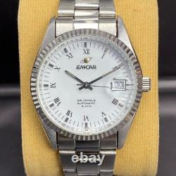 Rare Enicar Automatic White Dial Roman 25 Jewels Swiss Made Vintage Watch Men