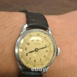 Rare Ermes Swiss Gents Wrist Watch Vintage Military Works Wind Up Mechanical