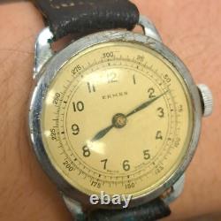 Rare Ermes Swiss Gents Wrist Watch Vintage Military Works Wind Up Mechanical