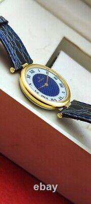 Rare GROVANA Watch Vintage 80s Luxury Golden Case Blue Dial Swiss Movement MINT