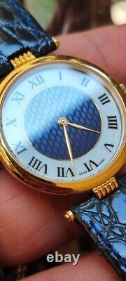 Rare GROVANA Watch Vintage 80s Luxury Golden Case Blue Dial Swiss Movement MINT