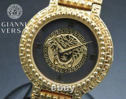 Rare Gianni Versace Men Watch Medusa Gold Plated Quartz Vintage Swiss