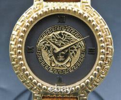 Rare Gianni Versace Men Watch Medusa Gold Plated Quartz Vintage Swiss