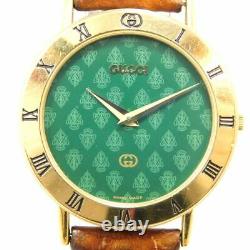 Rare Gucci 3000m Men's Gold Green Vintage Swiss Made Watch Quartz New Battery