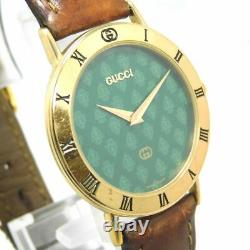 Rare Gucci 3000m Men's Gold Green Vintage Swiss Made Watch Quartz New Battery