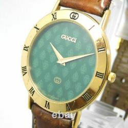 Rare Gucci 3000m Men's Gold Green Vintage Swiss Made Watch Quartz New Battery