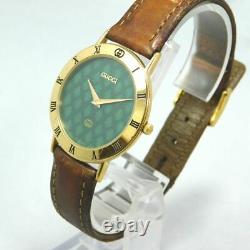 Rare Gucci 3000m Men's Gold Green Vintage Swiss Made Watch Quartz New Battery