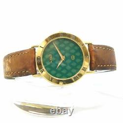 Rare Gucci 3000m Men's Gold Green Vintage Swiss Made Watch Quartz New Battery