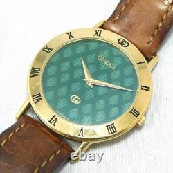 Rare Gucci 3000m Men's Gold Green Vintage Swiss Made Watch Quartz New Battery