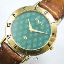 Rare Gucci 3000m Men's Gold Green Vintage Swiss Made Watch Quartz New Battery