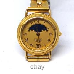 Rare HEUER Vintage Watch Moon Phase 23mm Gold Plated Arm 15cm Swiss Women HL200G