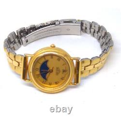 Rare HEUER Vintage Watch Moon Phase 23mm Gold Plated Arm 15cm Swiss Women HL200G