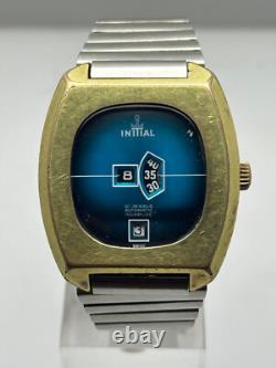 Rare Initial Digital Jump Hour Automatic Swiss Made Vintage Men's Wrist Watch