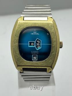 Rare Initial Digital Jump Hour Automatic Swiss Made Vintage Men's Wrist Watch