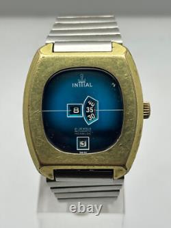 Rare Initial Digital Jump Hour Automatic Swiss Made Vintage Men's Wrist Watch