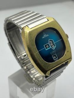 Rare Initial Digital Jump Hour Automatic Swiss Made Vintage Men's Wrist Watch