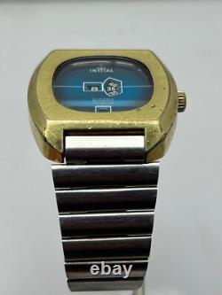 Rare Initial Digital Jump Hour Automatic Swiss Made Vintage Men's Wrist Watch