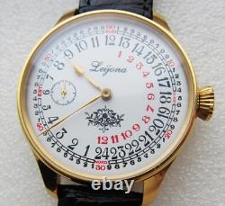 Rare LEIJONA 24h Dial, Marriage Wristwatch Vintage Swiss Movement, New Case 48mm