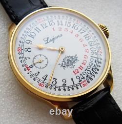 Rare LEIJONA 24h Dial, Marriage Wristwatch Vintage Swiss Movement, New Case 48mm