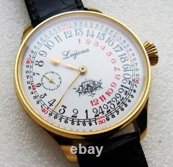 Rare LEIJONA 24h Dial, Marriage Wristwatch Vintage Swiss Movement, New Case 48mm