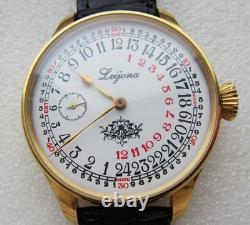 Rare LEIJONA 24h Dial, Marriage Wristwatch Vintage Swiss Movement, New Case 48mm