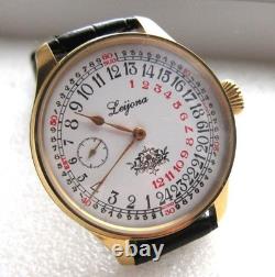 Rare LEIJONA 24h Dial, Marriage Wristwatch Vintage Swiss Movement, New Case 48mm