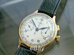 Rare Longines 13zn Chronograph 14k Flyback One Button 1935 Swiss Made Wristwatch